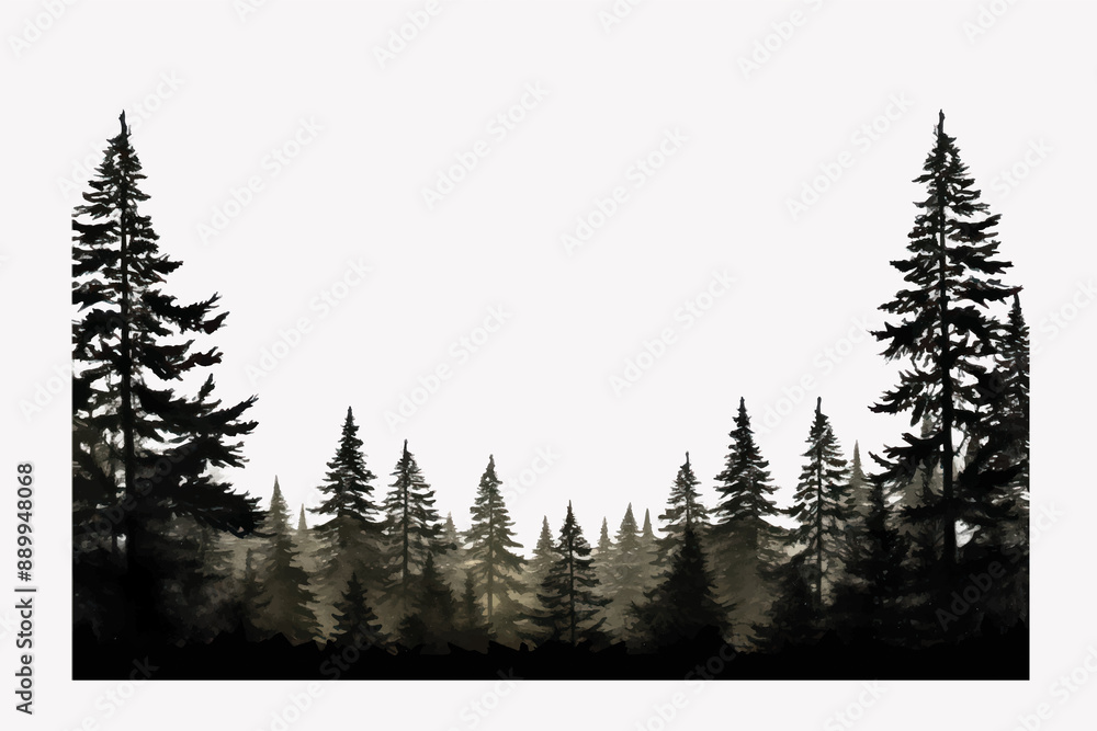 Fototapeta premium Serene forest silhouette art