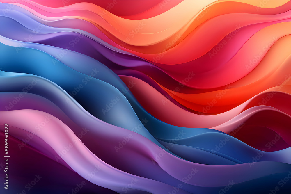 Abstract Background with Colorful Wavy Lines - 3D Illustration Abstract Background with Colorful Wavy Lines - 3D Illustration