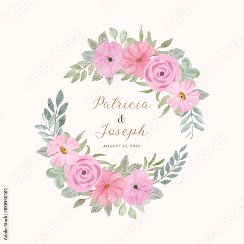 pink floral watercolor wreath