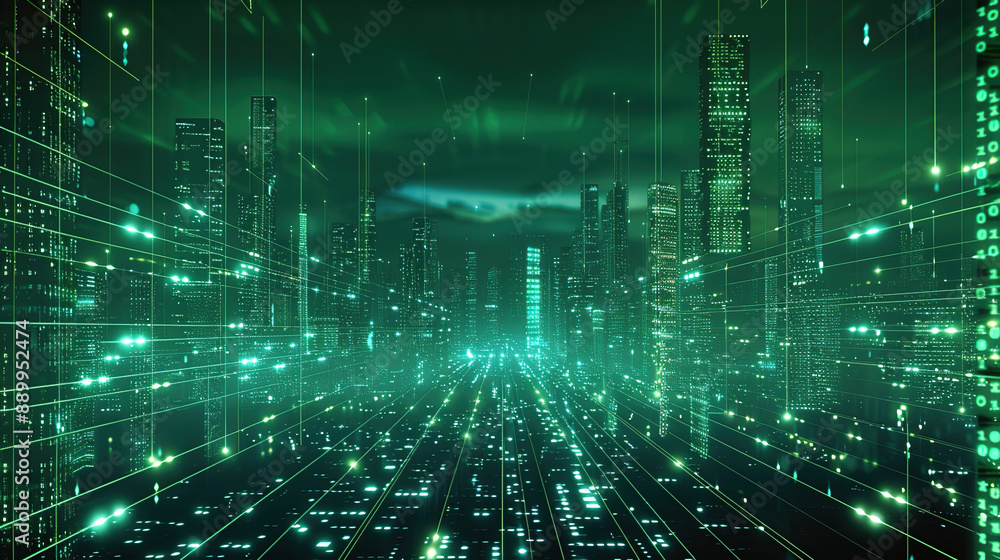 cyber city technology, light green on background cyber city technology, light green on background