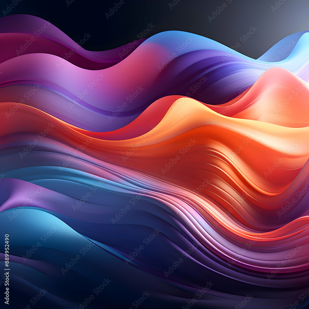 Abstract 3D Background with Wavy Lines in Blue, Purple, and Orange Abstract 3D Background with Wavy Lines in Blue, Purple, and Orange