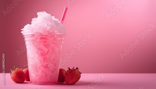 Slushy isolated on pink background with copy space for text