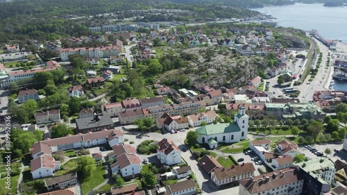 Aerial Shot Of Scenic City Of Stromstad, Coastal Town In Sweden. Nordic Tourist Destination. photo