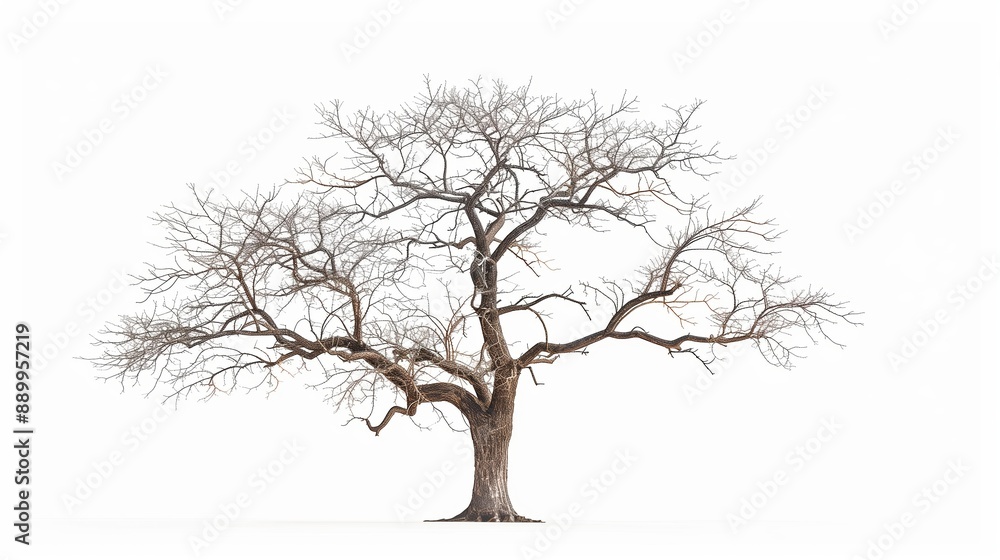Leafless Deciduous Tree with Extensive Branches in Winter Season Leafless Deciduous Tree with Extensive Branches in Winter Season