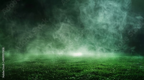 Smoke green background dark ground light smell toxic black bad fog stadium stink mist. Background green grass smoke cloud fart soccer night field dust poison potion floating sport transparent dirty 