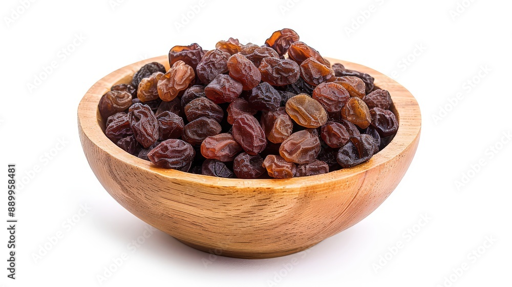 raisins wooden bowl isolated white background raisins wooden bowl isolated white background