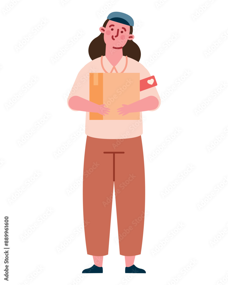 Obraz premium woman volunteer holds donations box