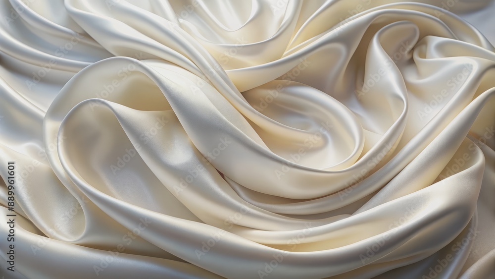 Serene, luxurious, and intricately detailed 3D-rendered white silk folds unfold like gentle waves on a smooth, creamy surface backdrop. Serene, luxurious, and intricately detailed 3D-rendered white silk folds unfold like gentle waves on a smooth, creamy surface backdrop.