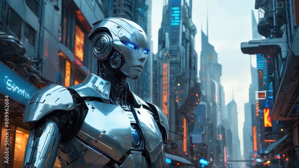 Futuristic Cityscape with Robot Futuristic Cityscape with Robot