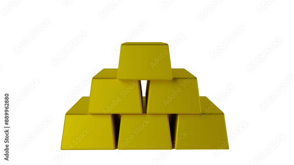 Front view of yellow gold bars in a pyramid Front view of yellow gold bars in a pyramid