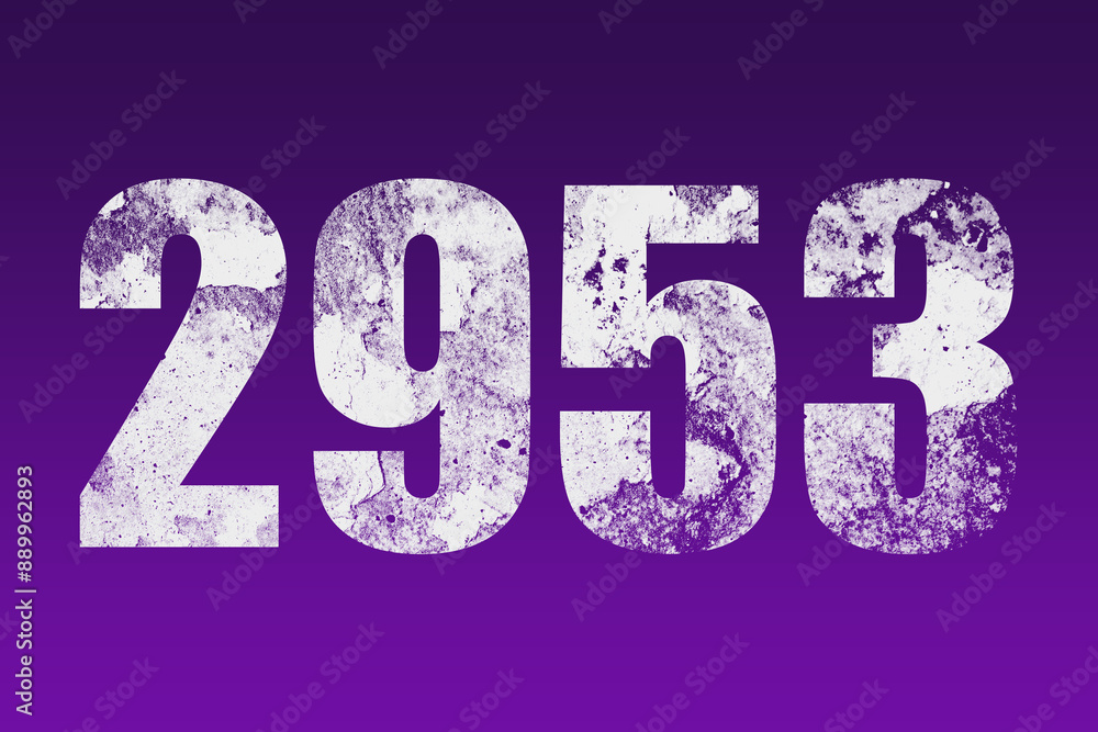 flat white grunge number of 2953 on purple background. flat white grunge number of 2953 on purple background.