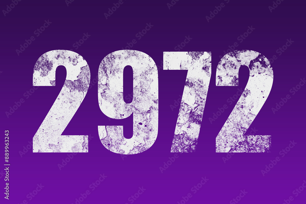 flat white grunge number of 2972 on purple background.	