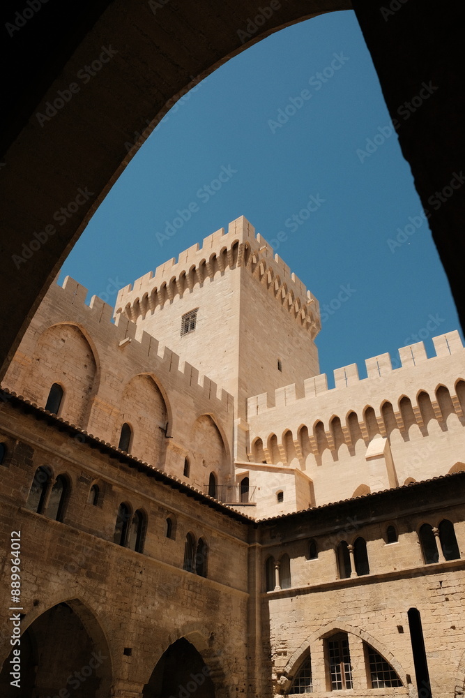 Fototapeta premium castle of a Palais des Papes, view through a window