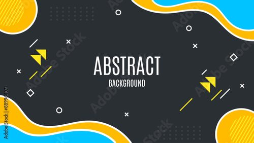 Colorful abstract background with yellow and blue geometric shapes. Vibrant geometric background with wave flow design elements