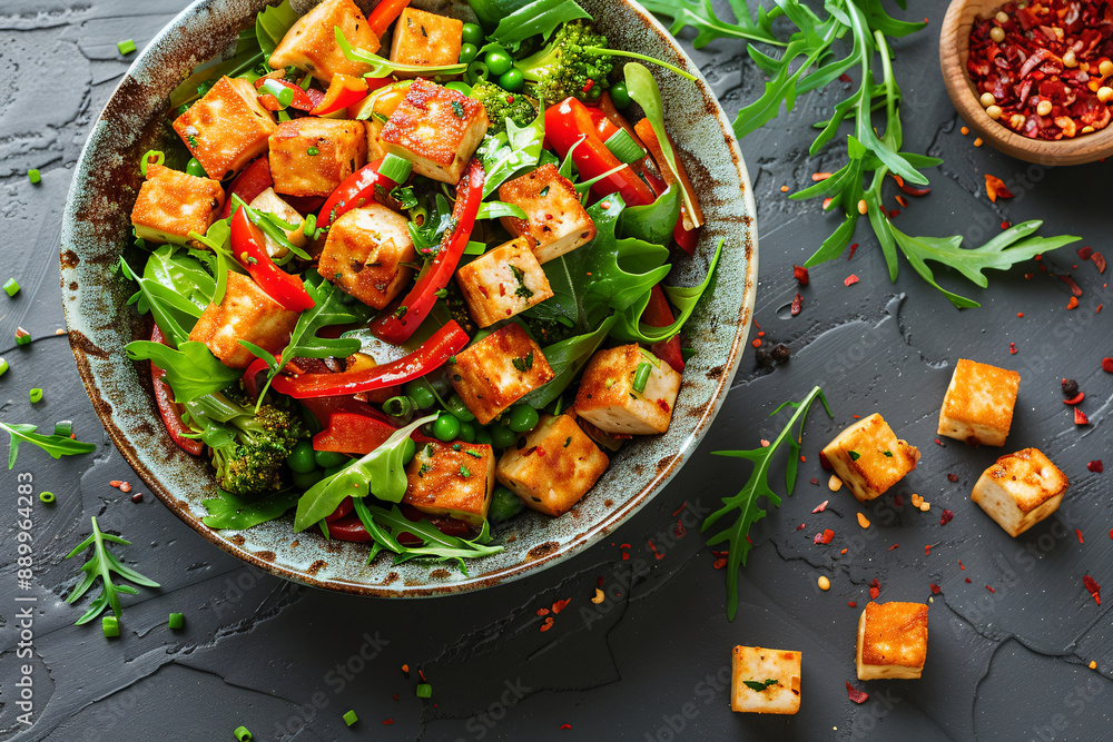 Fresh vegetable stir-fry with tofu Fresh vegetable stir-fry with tofu
