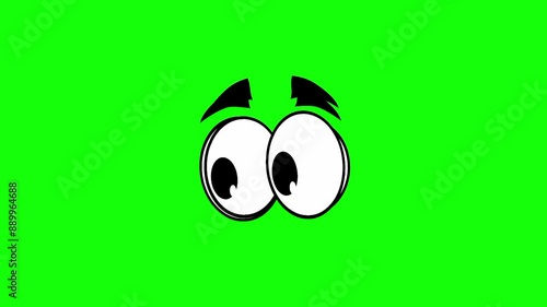 Green screen animation of cartoon eyes moving in all different directions. Good for animation creation needs