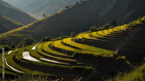 Beautiful Rice terraces at Mam xoi viewpoint in Mu cang chai, Vietnam.generative.ai
 photo