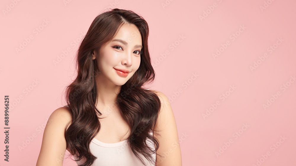 Beautiful young asian woman with clean fresh skin on pink background, Face care, Facial treatment, Cosmetology, beauty and spa, Asian women portrait. Beautiful young asian woman with clean fresh skin on pink background, Face care, Facial treatment, Cosmetology, beauty and spa, Asian women portrait.