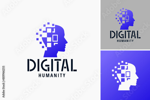 Digital Humanity Logo: Symbolizes technology-driven solutions for social impact and community engagement, ideal for nonprofits or tech companies focusing on humanitarian efforts.