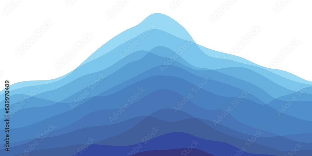 Mountain colors, translucent waves, sunset, abstract glass shapes, modern background, design vector illustration