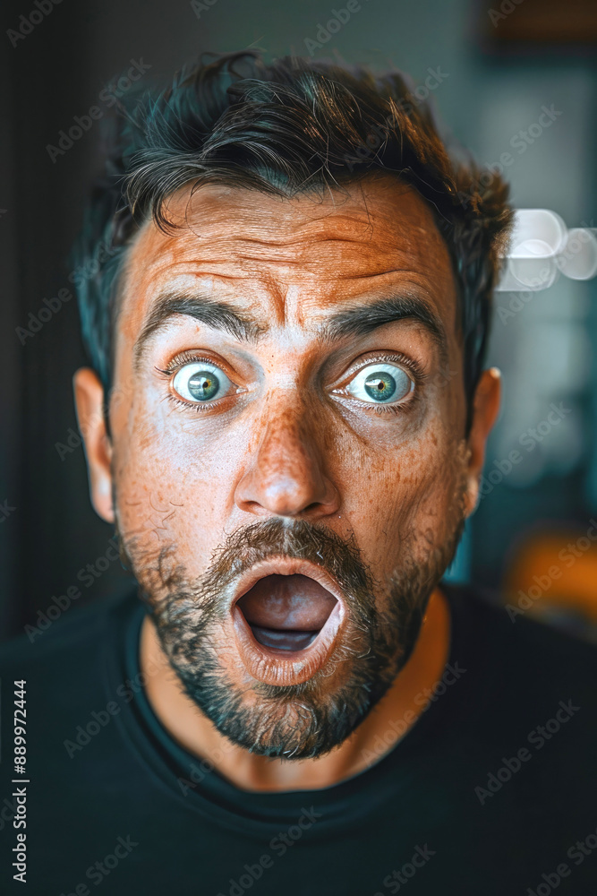 Portrait of a Man Looking Shocked and Scared Portrait of a Man Looking Shocked and Scared