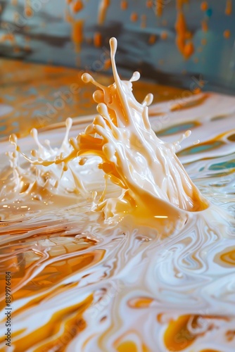 A close up of a liquid splashing on a table. photo