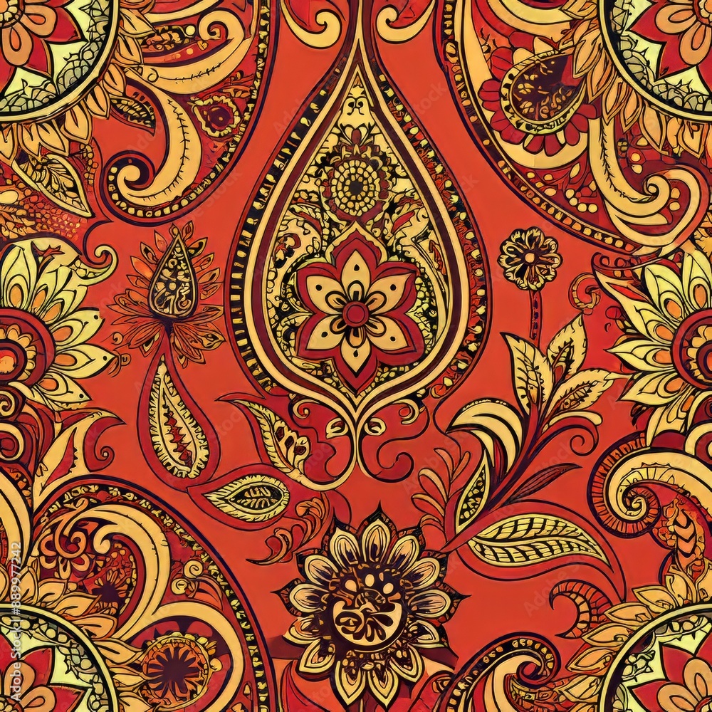 seamless pattern of paisley designs with intricate floral details, Generative AI seamless pattern of paisley designs with intricate floral details, Generative AI