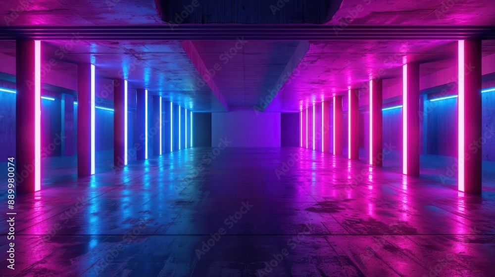 Neon Lights in an Empty Tunnel Neon Lights in an Empty Tunnel