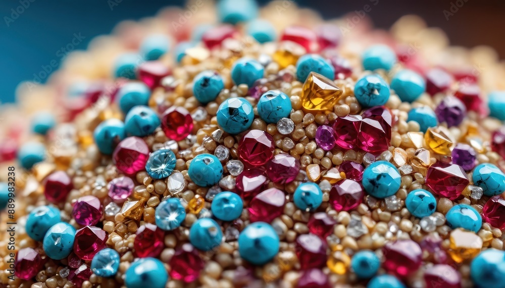 Colorful Gemstones and Beads Close Up Colorful Gemstones and Beads Close Up
