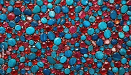 Abstract Background with Blue and Red Stones.