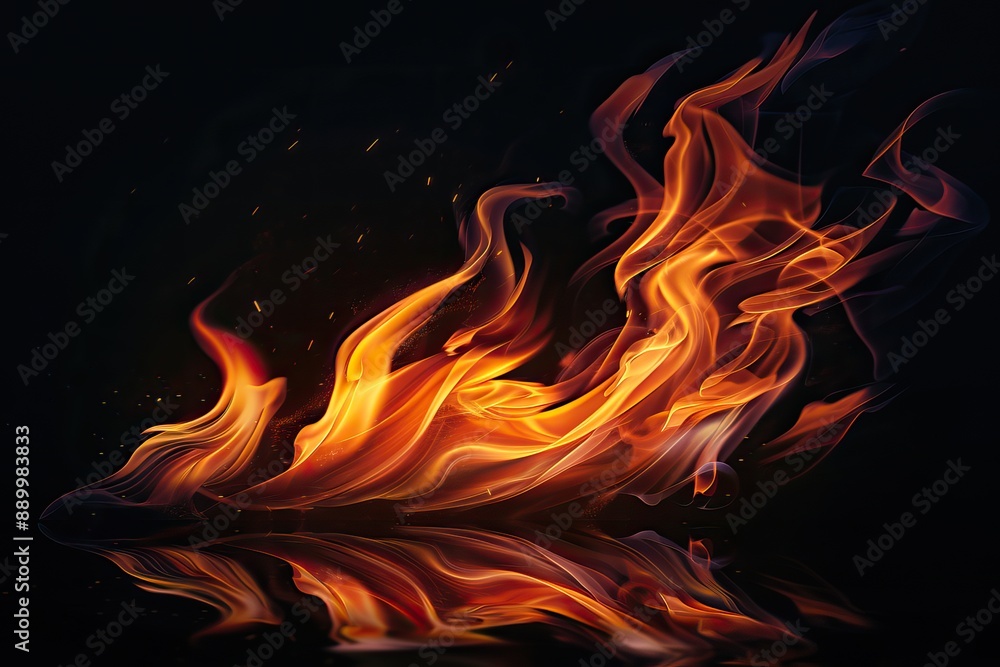 Fototapeta premium fire flames isolated black background