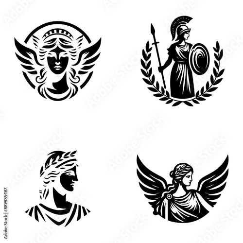 Athena logo icon design illustration