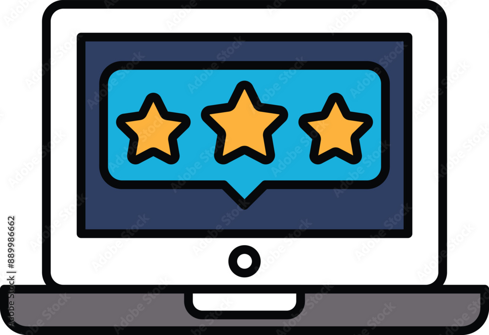 A laptop screen with three stars and a star in the middle A laptop screen with three stars and a star in the middle