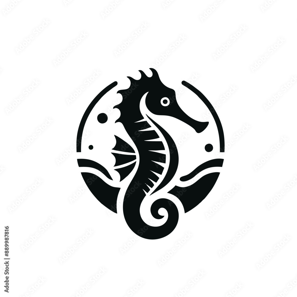 seahorse logo icon design illustration