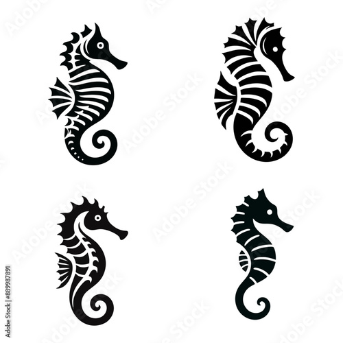 seahorse logo icon design illustration