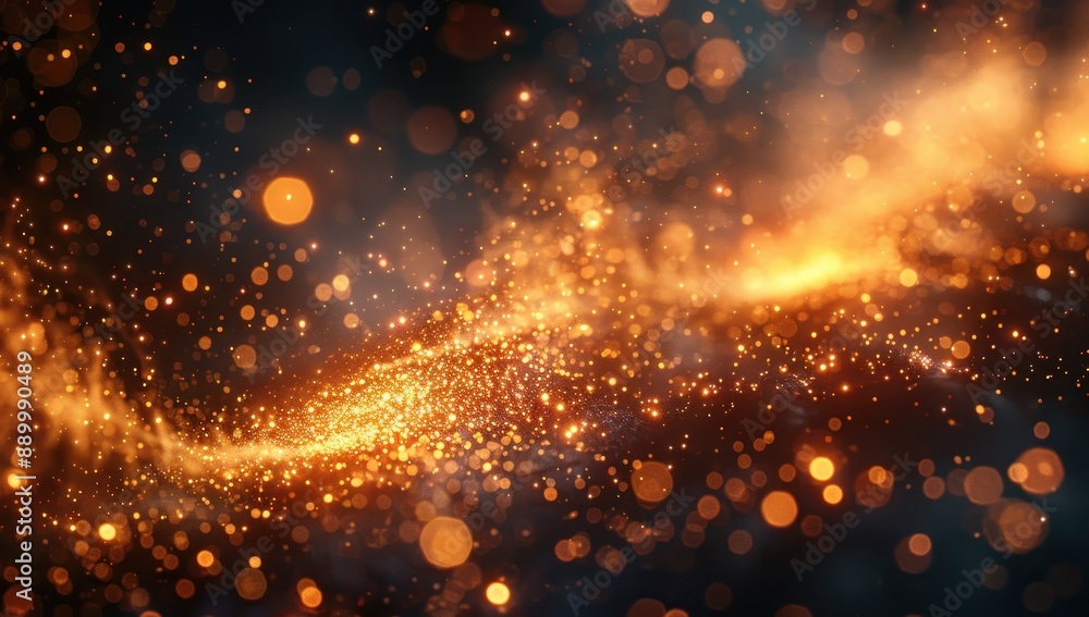 Abstract Golden Sparkles with Blurry Lights Abstract Golden Sparkles with Blurry Lights