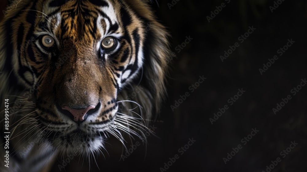 Fototapeta premium tiger on dark background.