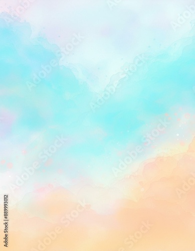 abstract watercolor background light blue and orange