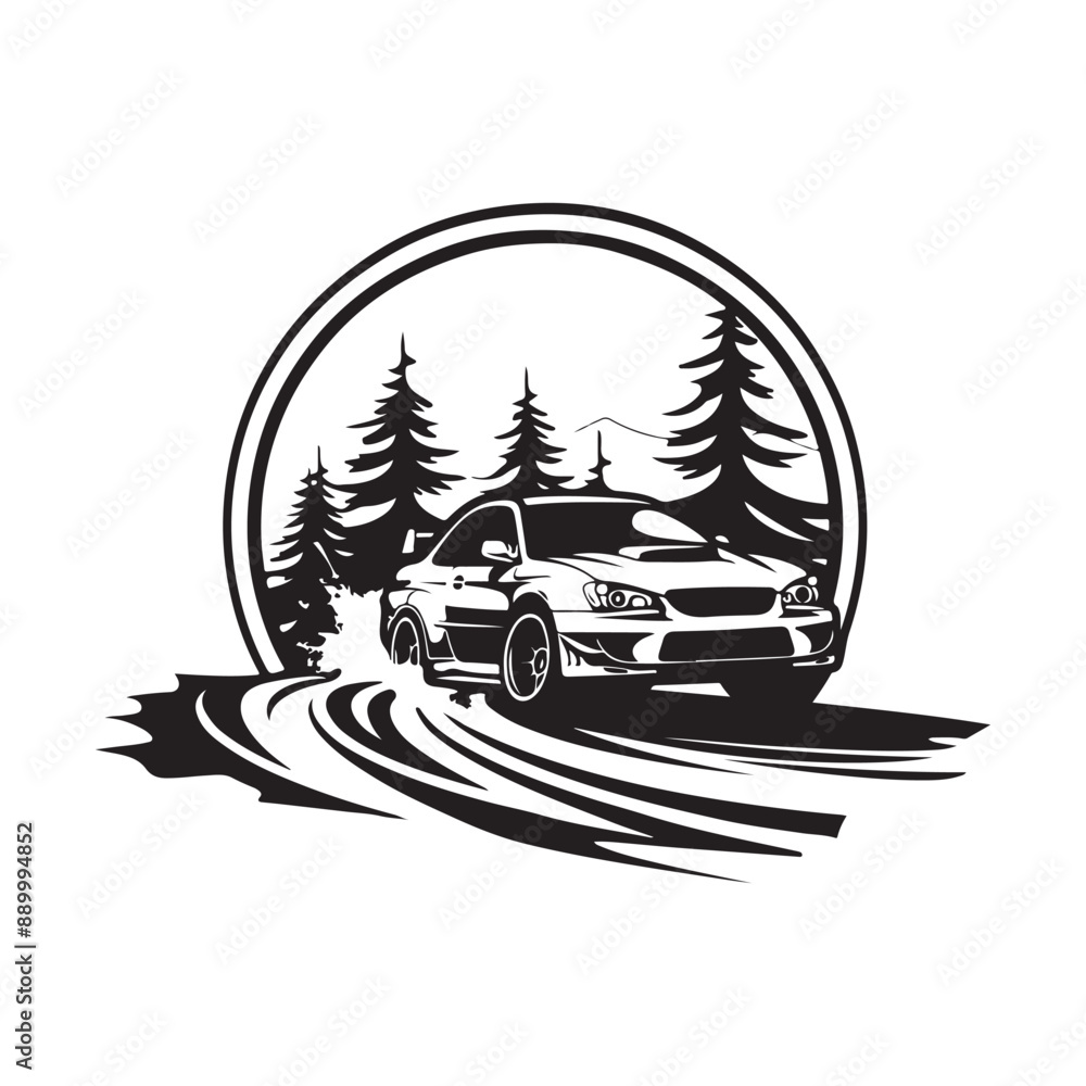Forest Rally Car logo design template isolated on white background Forest Rally Car logo design template isolated on white background