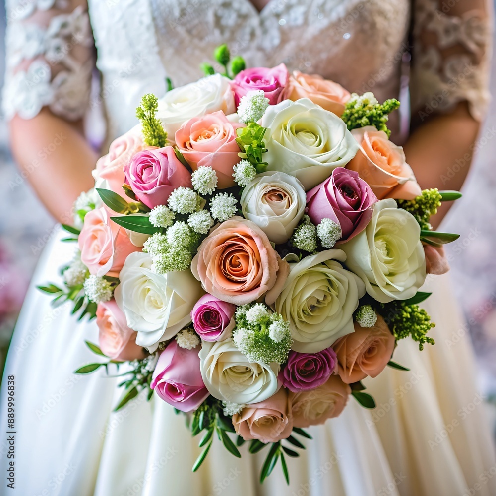 Obraz premium bride holding bouquet