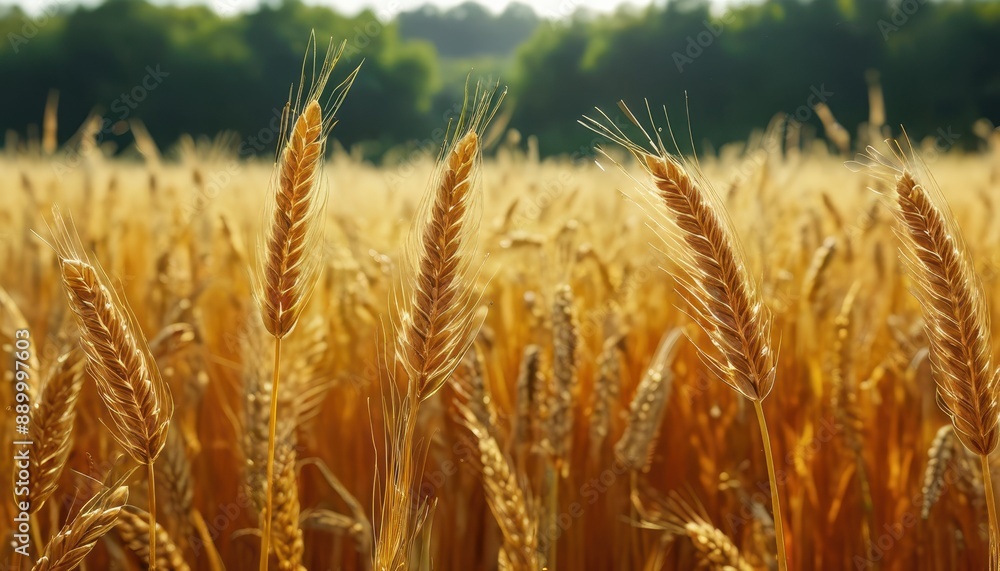 Fototapeta premium Golden Wheat Field in the Sunlight.