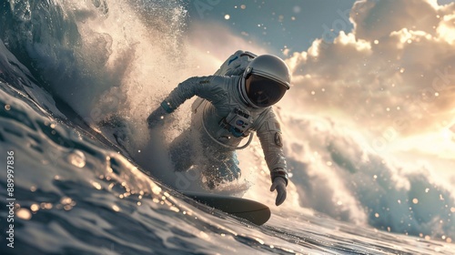 Space Surfer Riding a Wave of Glory