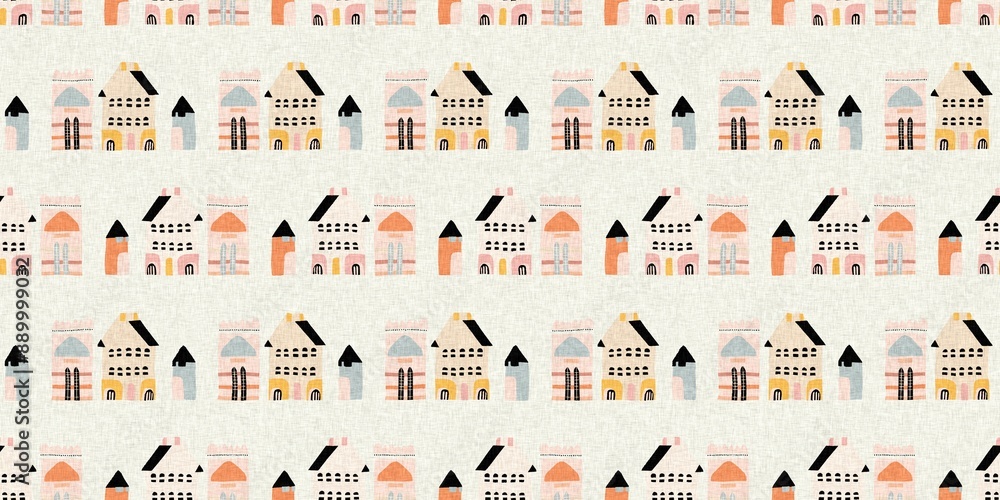 Naklejka premium Midcentury modern floral endless border. Organic summer gender neutral retro matisse edging. 