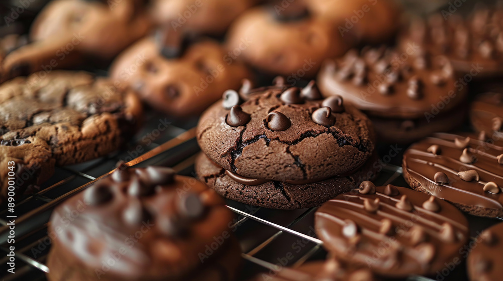 Chocolate Pastries and Cookies in Bakery Chocolate Pastries and Cookies in Bakery