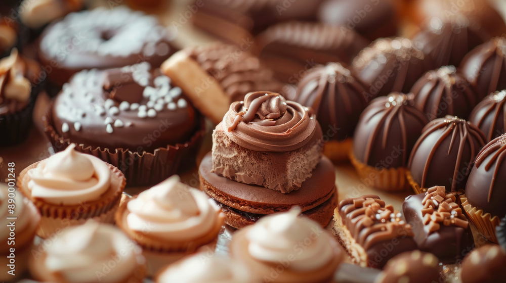 Chocolate Pastries and Cookies in Bakery Chocolate Pastries and Cookies in Bakery