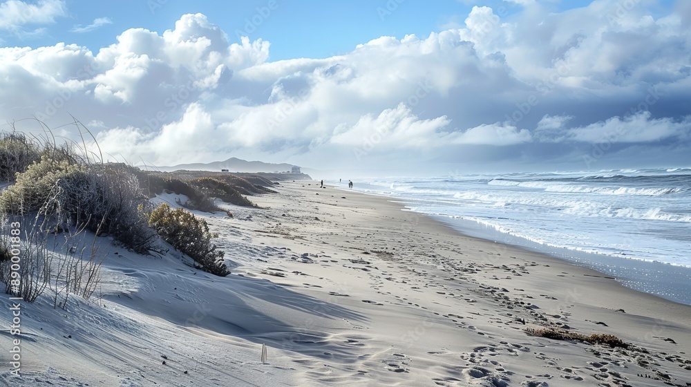 A winter beach scene at Zmudowski State Beach in Moss Landing, California