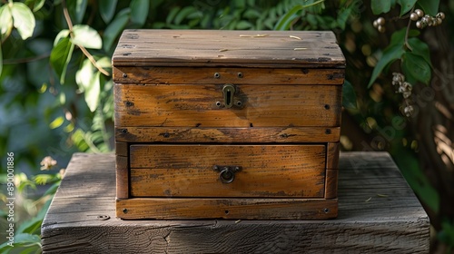 A wooden mailbox