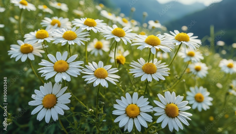 Fototapeta premium Daisy Field in the Mountains