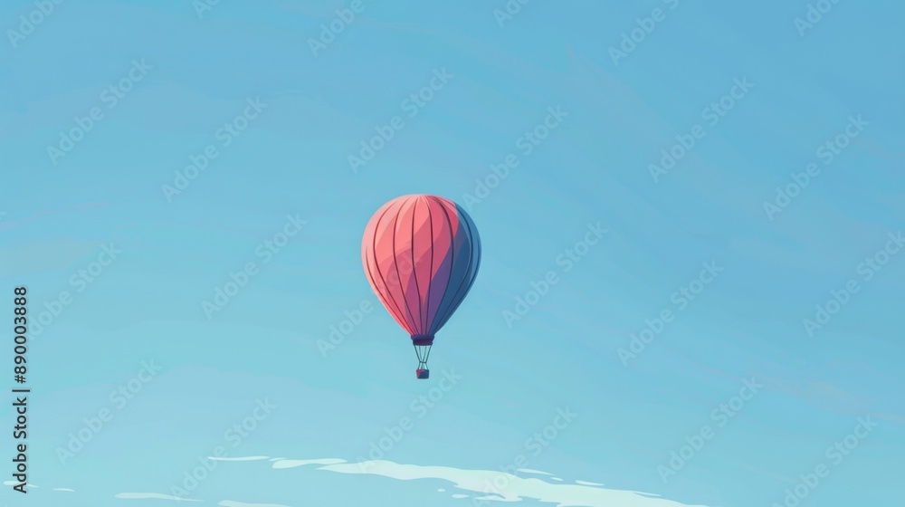 Obraz premium A clear blue sky with a single hot air balloon floating peacefully.