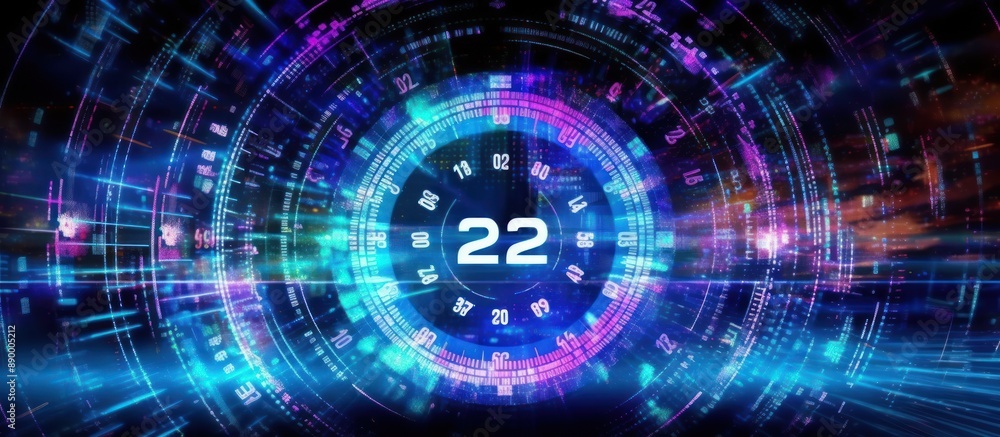 Futuristic Digital Interface with Number 22 Futuristic Digital Interface with Number 22